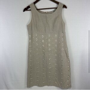 Dalia Cream/Tan linen Sheath Midi Dress